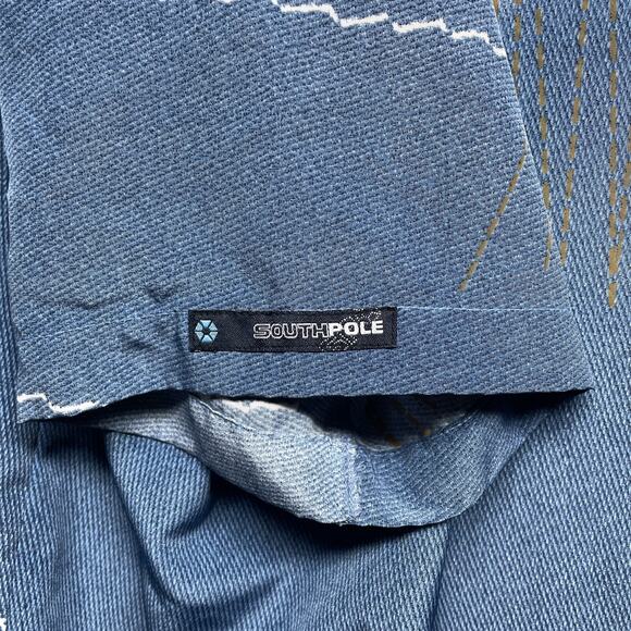 Southpole Shirt Mens L Button Up Vintage Blue All Over Print Y2K Baggy Hip Hop - Picture 6 of 9
